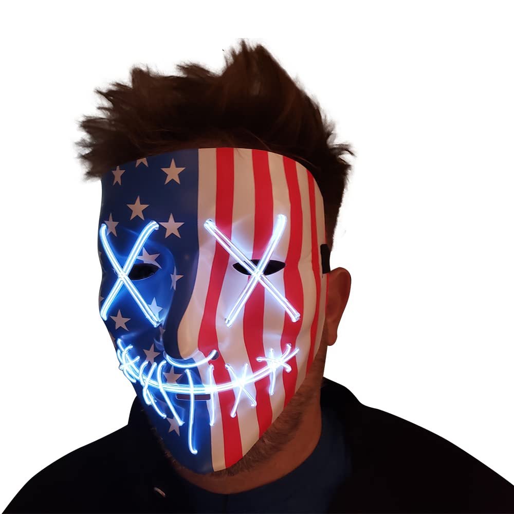 Purge Mask LED Light Up Classic Style Mask for Halloween Costumes and Parties