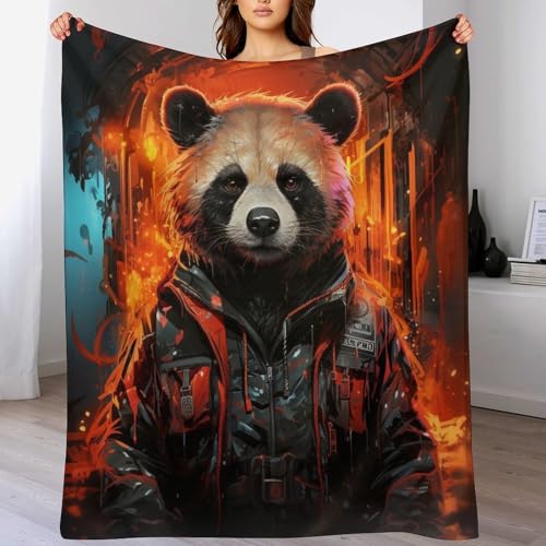 Manta de franela cálida Panda mullida grosor superior sofá 150 x 200 cm 2