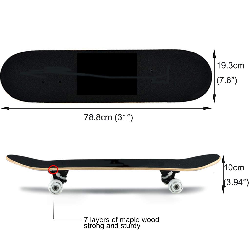 Skateboard Kids Débutant Skateboard à Quatre Roues Complet ABEC9 Portant Pont concave Favoriser Les Cadeaux d'anniversaire pour Les Jeunes Enfants (78,8 x 19,3 x 10 cm)