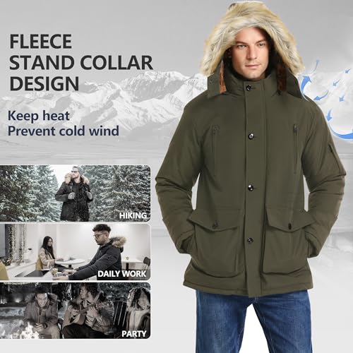 Image of JYG Men's Winter Thicken Coat Warm Puffer Parka Jacket with Faux Fur Removable Hood