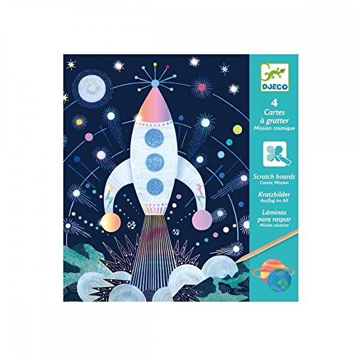 Djeco - Mission Cosmique - 4 Cartes A Gratter - Multicolore