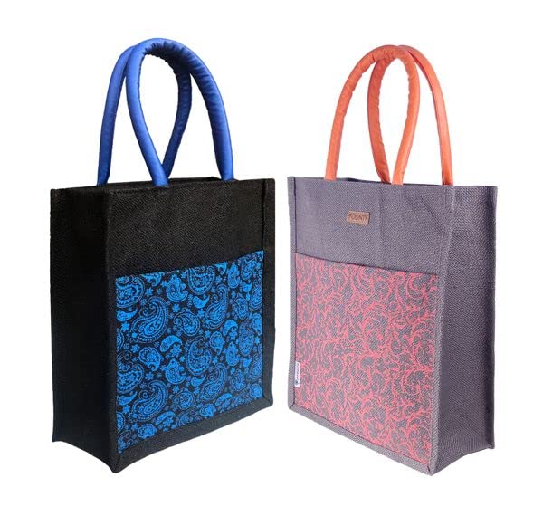 Image of FOONTY Tote Bag /Lunch Bag /Gym Bag (Pack of 2,FFFWB6016E Multicolored)
