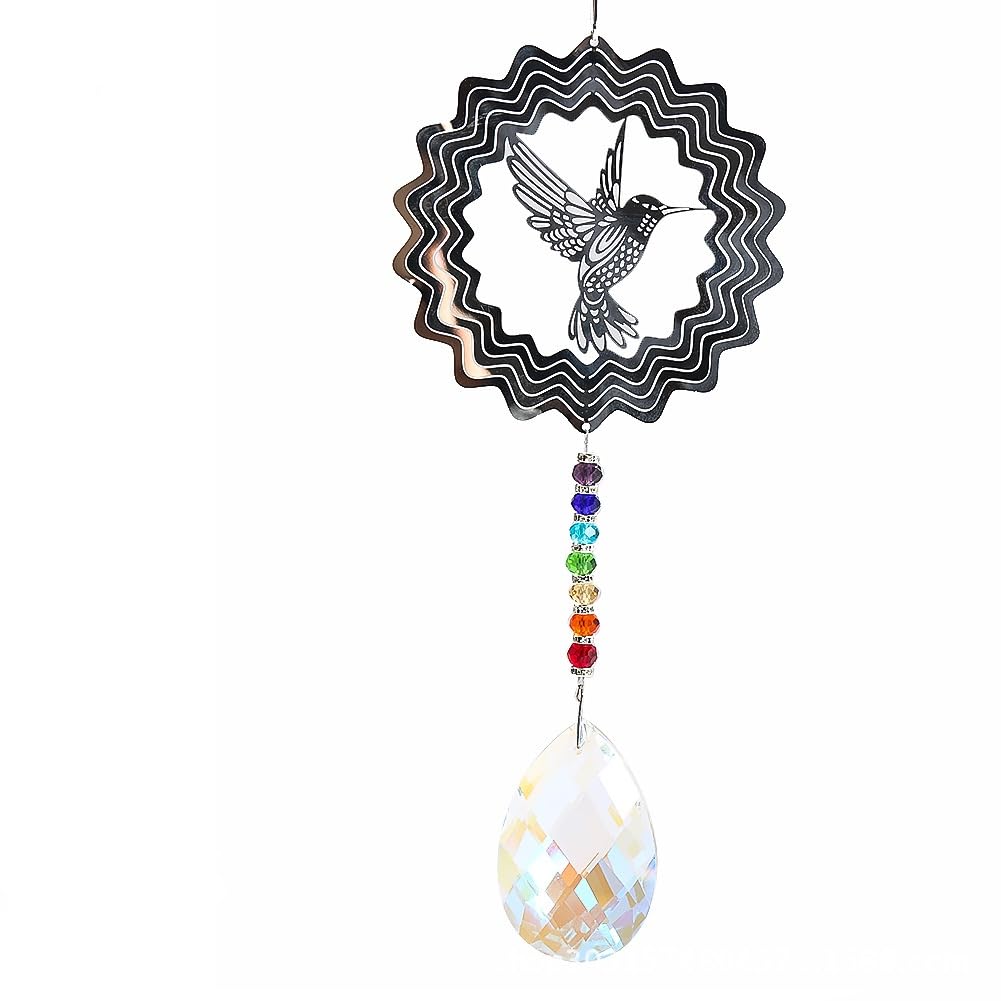 Carillon éolien rotatif 3D en cristal, cadeau idéal pour déco de cour