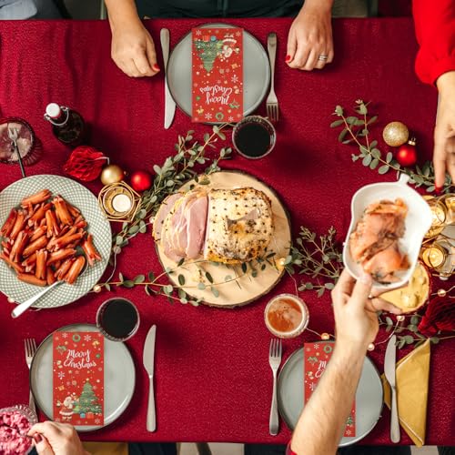Christmas Napkins Disposable Hand Towels for Bathroom Christmas Cocktail Napkins Snowflake Santa Paper Napkin Guest Napkin for Xmas Winter Holiday Dinner Kitchen Party Decorations Supplies, 50 Pack – Image 7