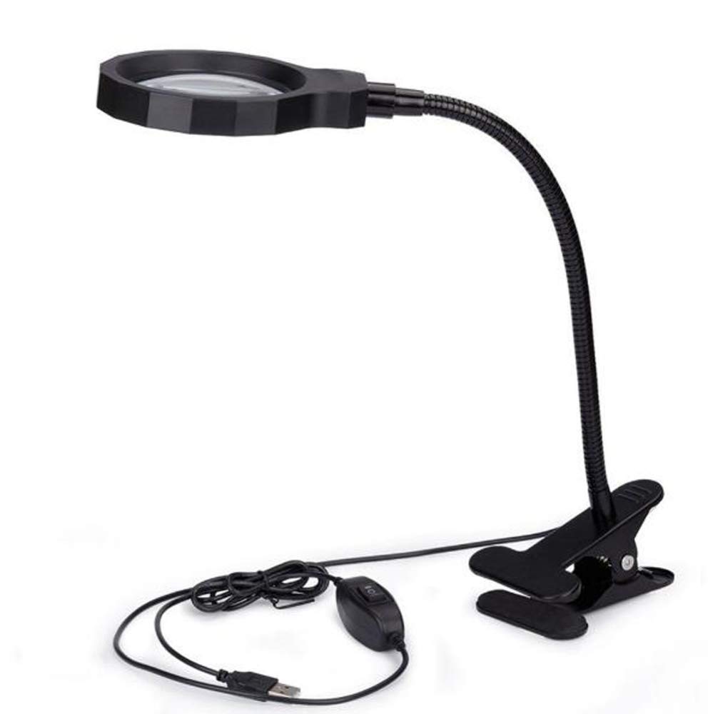 Lente di ingrandimento con Luce - 2 in 1 Lampada da Tavolo con Morsetto Lampada da scrivania a Risparmio energetico a LED Luce Diurna Ultra Luminosa Ottima per la Lettura Artigianato Banco da Lavoro-