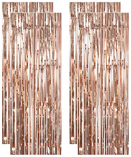 ShiDianYi Foil Fringe-Backdrop-12FTX8FT-Black Tinsel Backdrop Shinny Party (4 Pack)