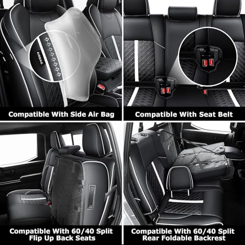 Image of Leather Seat Covers Custom Fit for Tacoma Gen 4th (2024-2026) Double Cab | Custom Fit for SR, SR5, TRD PreRunner, TRD Sport, TRD Off-Road, Limited, Trailhunter - Fully Covered - Fit Like a Glove