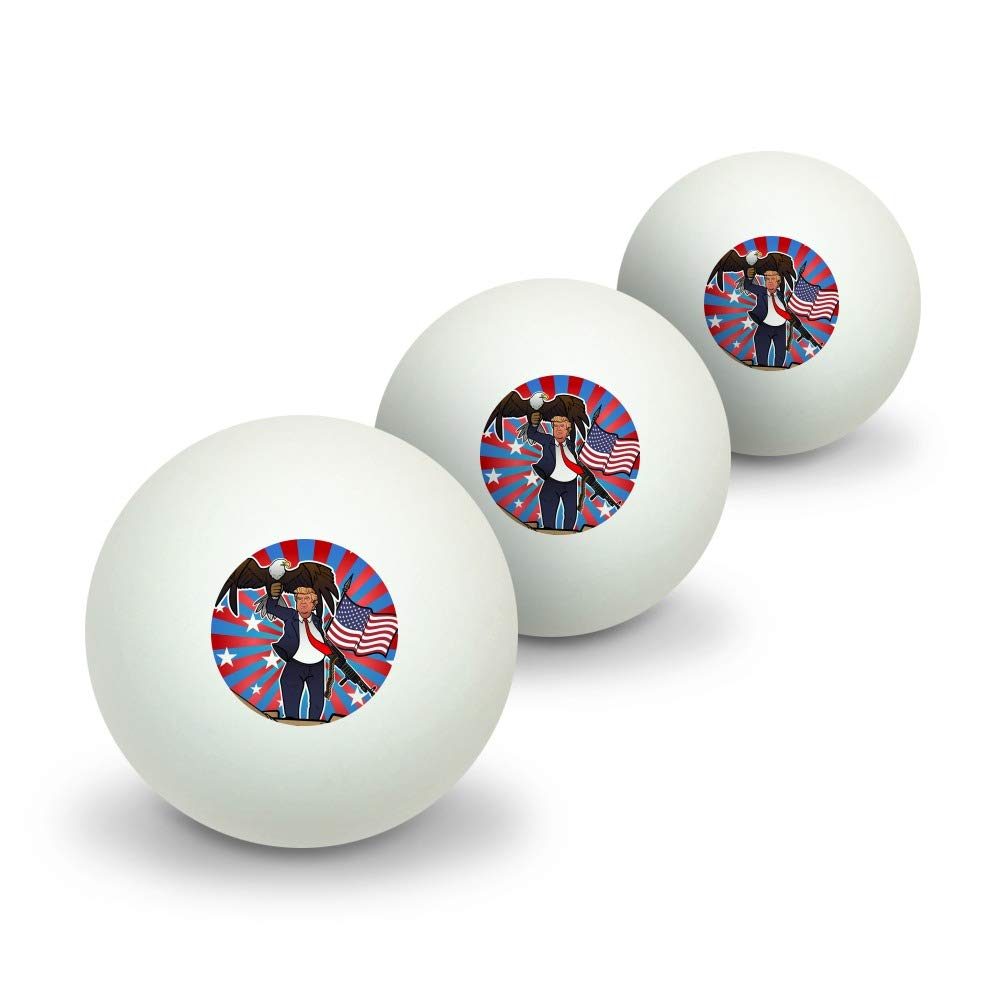 GRAPHICS & MORE Patriotic Donald Trump with Eagle American Flag Gun Novelty Table Tennis Ping Pong Ball 3 Pack