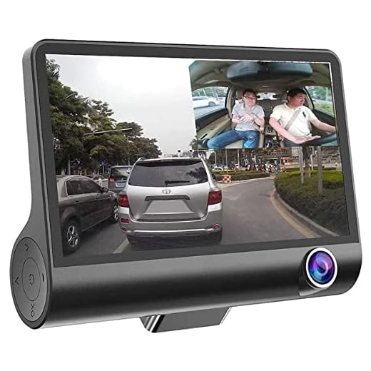 Kiboule 1080 P 170 ° Grande Angular, 4"Lente Dupla HD Carro Dvr Retrovisor Vídeo Dash Cam Gravador Câmera Tela LCD Sensor G, Wdr, Monitor De Estacionamento, Gravação Em Loop, Detecção De Movimento