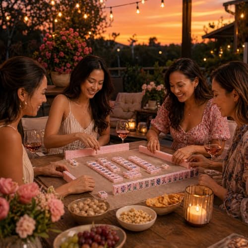 Set de Mahjong Americano Rosa 160 Fichas Acrílicas miniatura 6