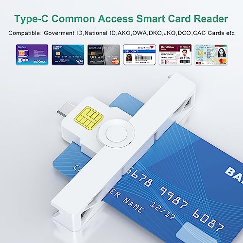 USB-C CAC Smart Card Reader,DOD Military Type-C Common Access Credit Card/ID/IC Bank/Health/Government ID/PIV CAC Chip Card with Windows, Mac OS for Android Phones, MacBook Pro-Mini & Fold - Thumbnail 2