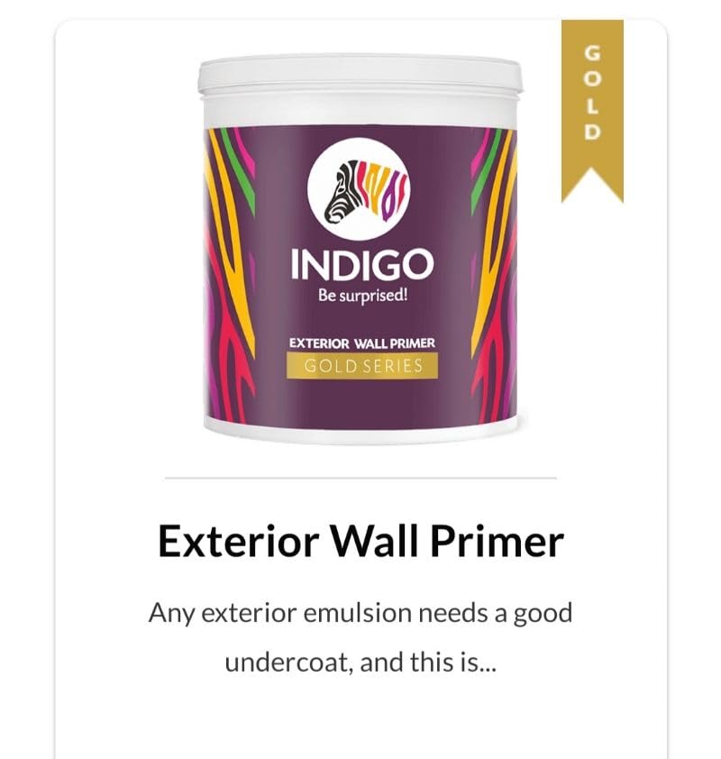 Image of Indigo Exterior Wall Primer Gold Series | Durable Primer | Exterior Paint | 20 Liters | White