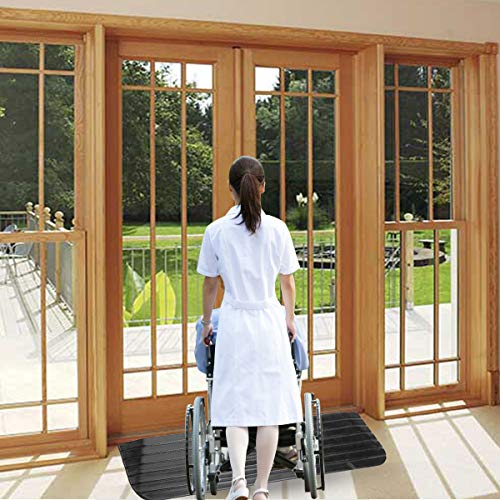 Scinotec 4" Rise Solid Rubber Power Wheelchair Threshold Ramp Doorway (4" Rise, 1 Pack-Black) #TOP6