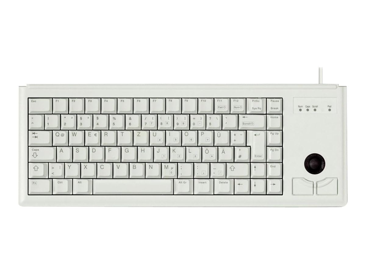 CHERRY G84-4400, Tastiera Compatta con Trackball, Layout per gli Stati Uniti (QWERTY), Cablate (Connessione PS/2), 2 Tasti Mouse, Switch Meccanici CHERRY ML, Grigio