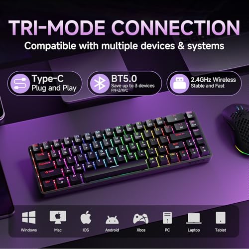 Teclado Gamer DK68 60% Inalámbrico Bluetooth 5.0 miniatura 2