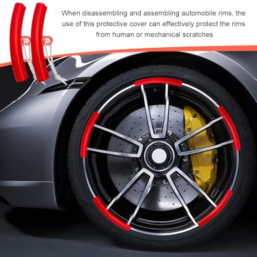 Image of KVAEY 5 PCS Car Tire Changing Rim Protector, Flexible Anti-Scratch Fixing Tyre Rim Protective Cover, Perfect Arc Fit Wheel Changing Rim Edge Savers for Cars SUVs Motorcycle (Red)
