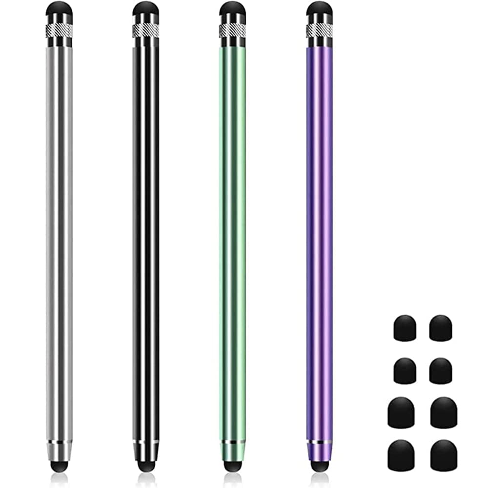4pcs High Sensitivity Capacitive Stylus Universal Touch Screen Pen with 8 Replaceable Tips for iPhone iPad Samsung Tablet Phone All Universal Touch Screen Devices