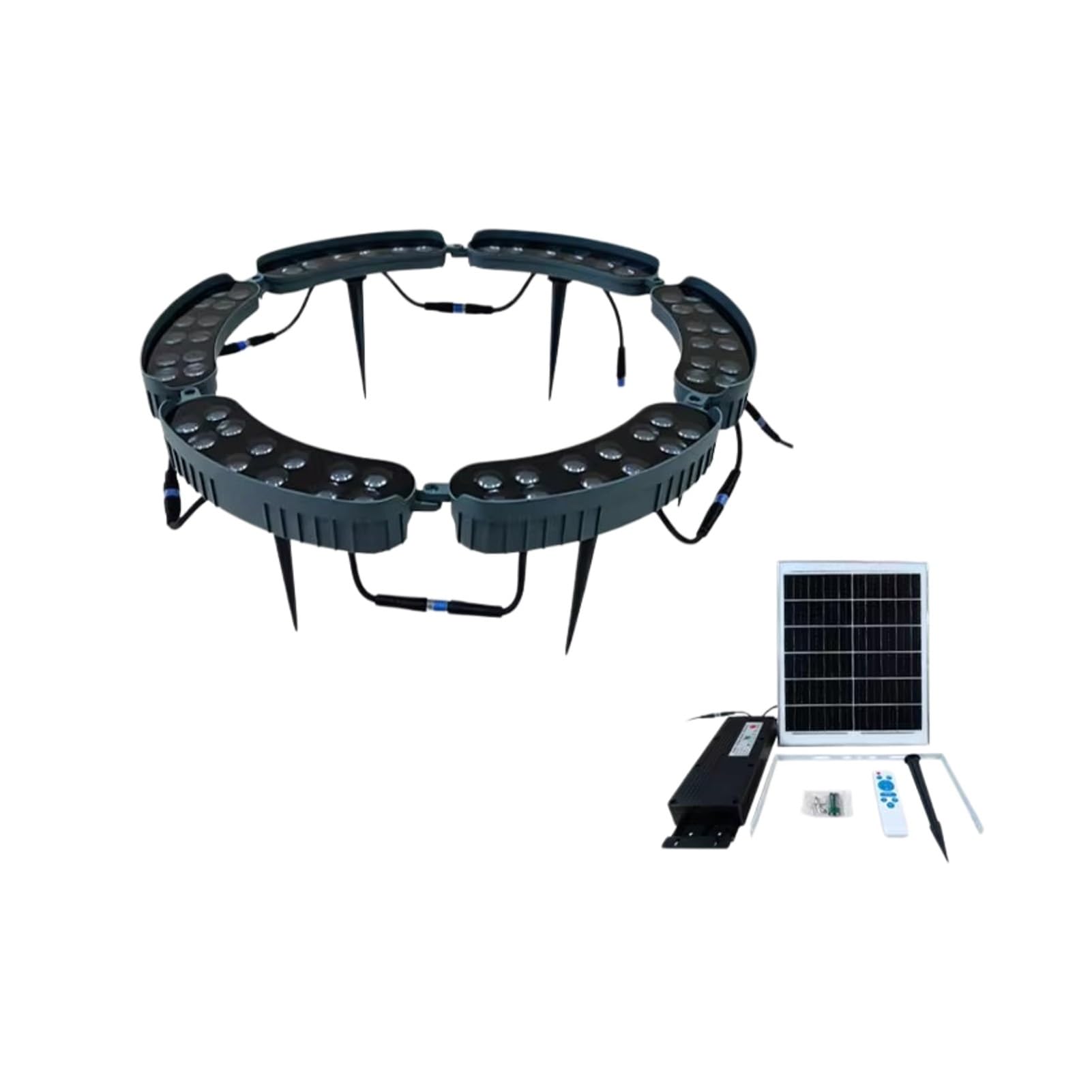 Lampa zewnętrzna LED, solarne lampy LED w kształcie pierścienia na drzewach - 6 głowic, 72 W, zdalnie sterowana lampa zewnętrzna do ogrodu, na podwórko, trawnik - oświetlenie