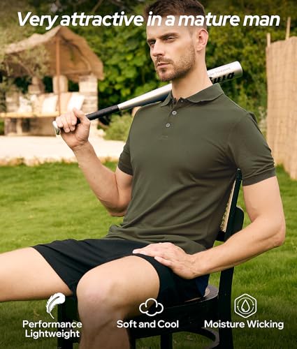 BAMBOO COOL Men's Polo Shirts Slim-Fit Moisture Wicking Mens Shirt Performance Short Sleeve Polo for Men2