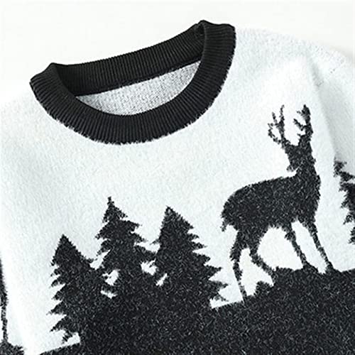 XMAIYIF (Wool) Sweater Mens Grassland Elk Vintage Oversize Knitted Sweater Long Sleeve Round Neck Knitted Pullover Jumper Sweater(Black,XL)4
