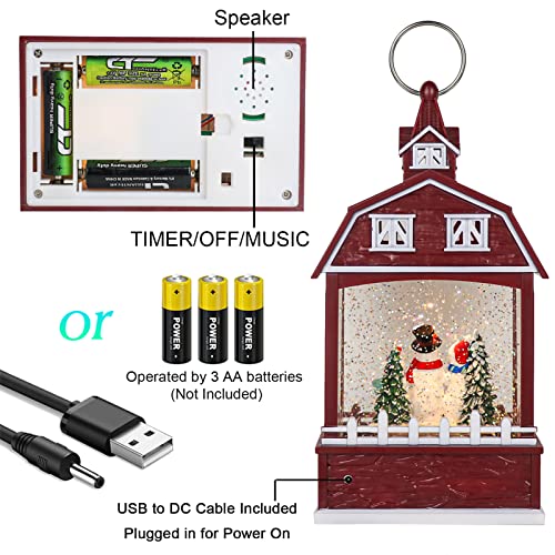 Image of Eldnacele Red Snowman Musical Snow Globe Lantern with 6H Timer