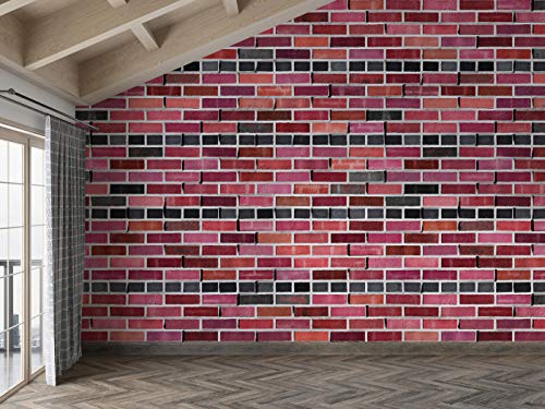 Image of DWELLSINDIA Bricks Self Adhesive Peel and Stick PVC Wallpaper Waterproof, Scratch Resistant, Laminated (41CM X 244CM, Red, Matt)