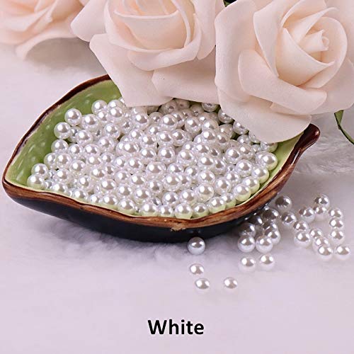 100 PERLES SANS TROU Rondes Acrylique Blanc Nacré 6 Mm - Non