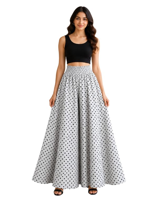 Women's Printed Crepe Palazzo Pants | Wide Leg Flared Bottom Wear with Pocket | Elastic Waist Casual by Uner-image-38