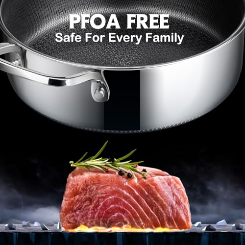 Snowclad SP-12 Frying Pans Nonstick With Lid,Hybrid Non Stick 5 Quart Saute Pan,Pfoa Free Cookware,Stainless Steel Skillet,12 Inch Deep Saute Pan,Dishwasher And Oven Safe,Works thumb #2