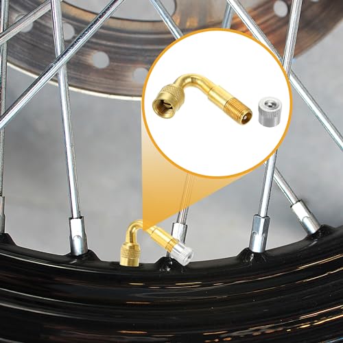 Image of 1 Set 45-Degree Universal Tire Valve Stem Extenders Extension Adapter - Cars RV Bicycles Motorcycles Trailers Tubeless Tire Valve - Copper Gold Tone