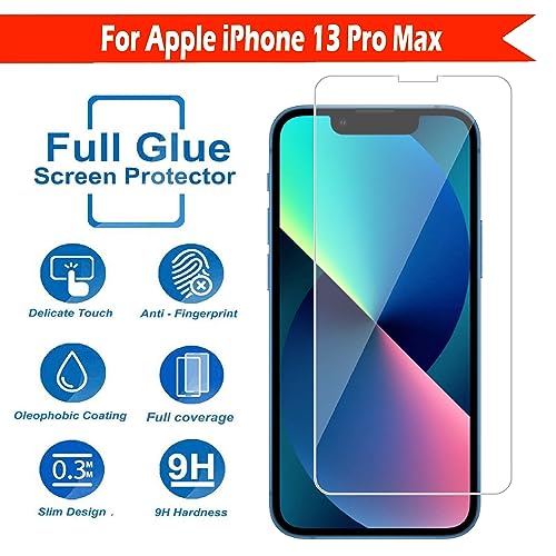 Image of Tempered Glass Screen Protector Compatible for Apple iPhone 13 Pro Max with Full Screen Coverage; Except Edges and Easy Installation Kit(Transparent), Pack of 1