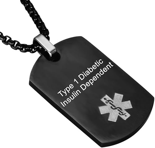 LiFashion Collar de caduceo con colgante de identificación de alerta médica personalizada para hombres, mujeres, adolescentes, sistemas de monitoreo