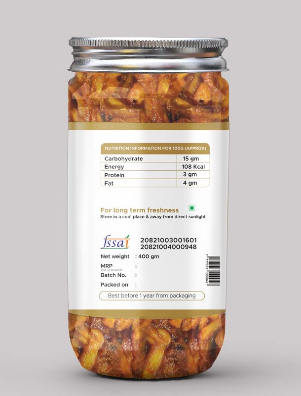 Miniatura 2 de Punjabi Ginger Pickle - Jengibre fresco caseroAdrak Ka Aachar (400G) - Receta de la madre  Pepinillo orgánico del norte de la India  Pepinillo de