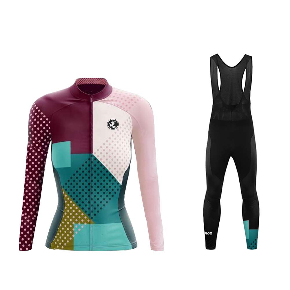 UGLY FROG Invierno Thermo Fleece Ciclismo Ropa Maillot Mujer Jersey+Pantalones Largos Culote de Ciclismo Conjunto Entretiempo para Deportes al Aire Lib