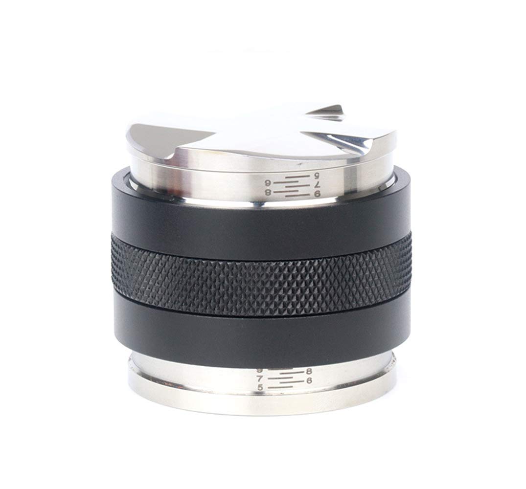 53mm Coffee Distributor & Tamper, 2 in 1 Coffee Distributor,Coffee Distributor Leveler,Dual Head Coffee Leveler Fits, Adjustable Depth,Four-Fan