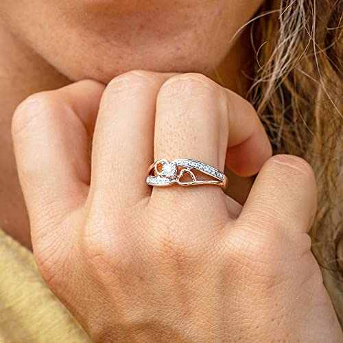 Diamond Promise Ring in 10kt Rose Gold and Sterling Silver 1/10 cttw H-I Color, I2-I3 Clarity2