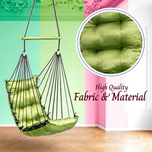 Image of Swingzy Premium Hanging Swing Chair for Kids & Adults | Portable Hammock Chair with Padded Cushion for Outdoor & Indoor| Cozy Single Seater Jhula for Home | Weight Capacity Upto 200Kgs (Green)