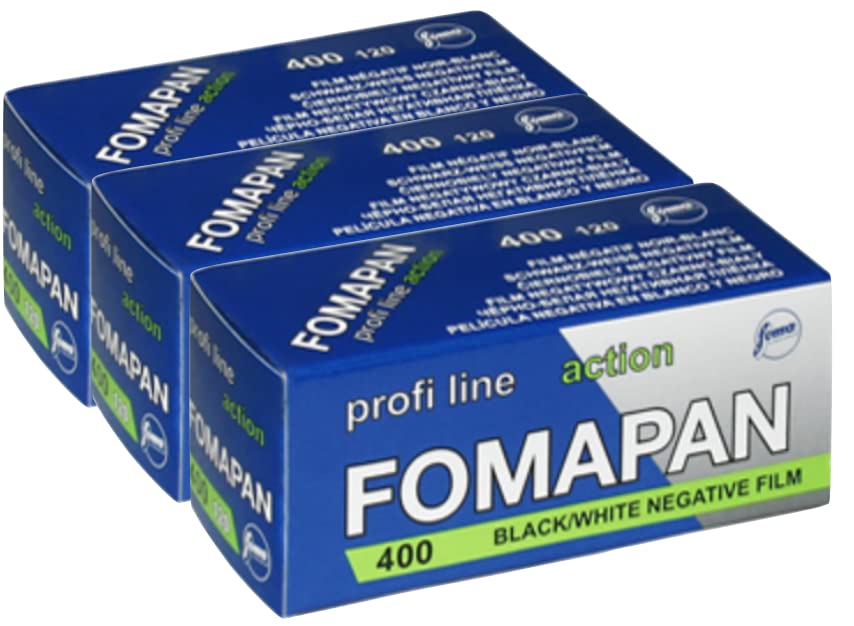 Foma Fomapan Action 400 ASA - Lote de 3 películas negativas en Rollo/Formato Medio/Formato 120