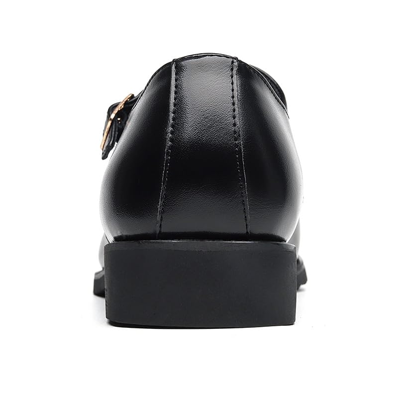 HOOENG Formal Shoes Dress Oxford for Men Slip On Round Burnished Toe PU Leather Double Monk Strap Cap Toe Rubber Sole Block Heel Slip Resistant Outdoor3