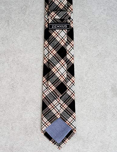 Image of Cotton Skinny Ties for Men, Plaid and Striped Slim Neckties