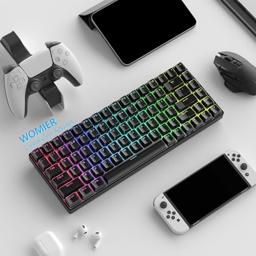 Image of Womier Keycaps - Black Jelly Keycaps, Crystal Shine Through Key caps | Custom Keycaps Set 60% 75% 100% Percent, 130 Keys OEM Profile for 61 /68 /84 /87 /98 /100 Cherry Gateron MX Mechanical (Black)
