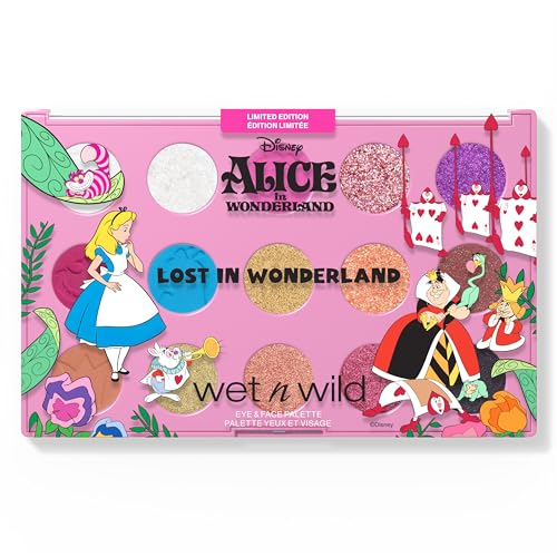 Wet n Wild Alice nel Paese delle Meraviglie 'Lost in Wonderland Palette', Palette di Ombretti e Polvere Viso Pigmentati con Finish Satinati, Cremosi e Brillanti, Facili da Applicare e Sfumare