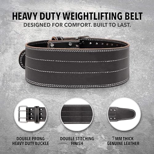 Image of JTC Weight Lifting Gym Belt 7mm Thickness 7mm Thickness Xtra Large Powerlift Gym Belt for Heavy Workout Professional Heavy Professional Genuine Leather Weightlifting Belt