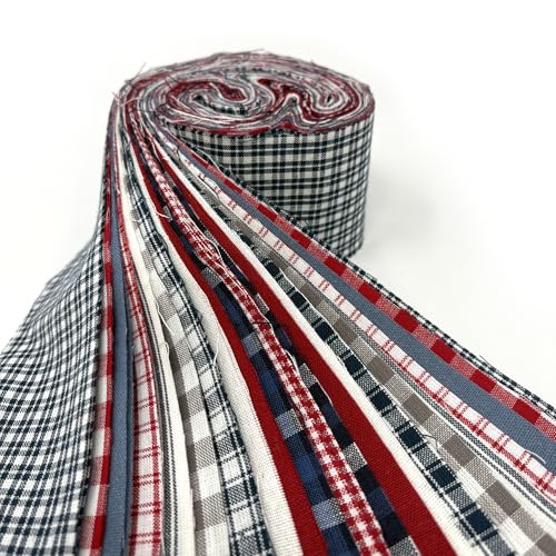 Red, White and Blue Homespun 100% Cotton Fabric 22 pc 2.5