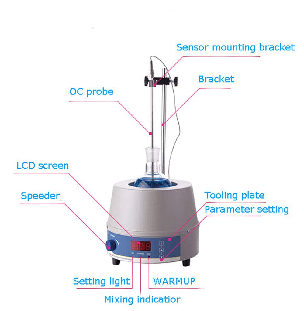 INTSUPERMAI Heating Mantle 220V Analog Digital Magnetic Stirrer Heating Mantle 5000ml, 0~1400rpm, 800W, Max 842?, with Support Stand and Temp. Sensor