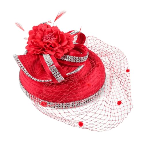Coiffe de mariée maille fleurie accessoire tea party à plumes et paillettes