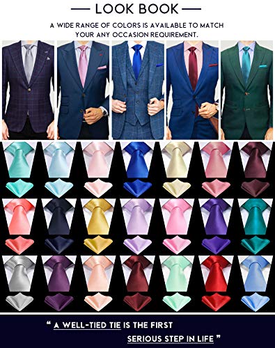 TIE G Solid Satin Color Formal Necktie and Pocket Square Sets in Gift Box (Hunter Green) - Image 7