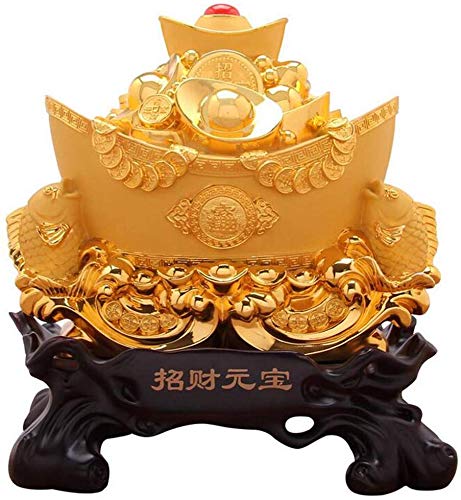 GLJY CUUYQ Lingotto d'oro Statuette, Feng Shui Scultura Statuetta da Collezione Resina Mestieri Opere d'Arte Feng Shui Decor attrarre ricchezza e buona Fortuna,33x19x34cm/13.2x7.6x13.6inch