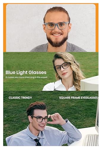 Image of Roshfort Square Zero Power Blue Cut Computer Glasses | Gaming Glasses | Anti Glare, Lightweight & Blocks Harmful Rays | UV Protection Specs | Men & Women | Medium