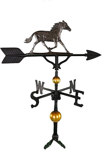 Veleta de lujo de 32 pulgadas con adorno de caballo de hierro sueco, color blanco